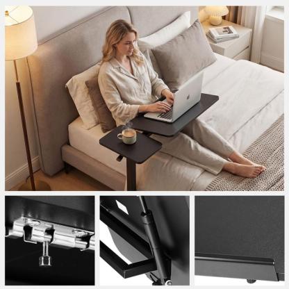 Mesa Auxiliar Ajustable para Cama con Ruedas, Escritorio Móvil para Laptop y PC, Altura Regulable, Tablero Inclinable, Mesa Rodante para Trabajo, Estudio y Oficina en Casa