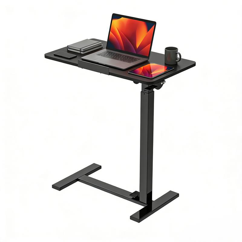 Mesa Auxiliar Ajustable para Cama con Ruedas, Escritorio Móvil para Laptop y PC, Altura Regulable, Tablero Inclinable, Mesa Rodante para Trabajo, Estudio y Oficina en Casa