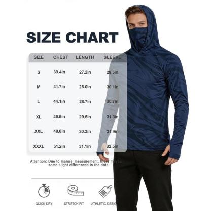 5 Playeras Deportivas para Hombre de Secado Rápido, Transpirables, con Capucha y Cubrebocas, Manga Larga de Compresión para Pesca, Senderismo, Trabajo y Actividades al Aire Libre