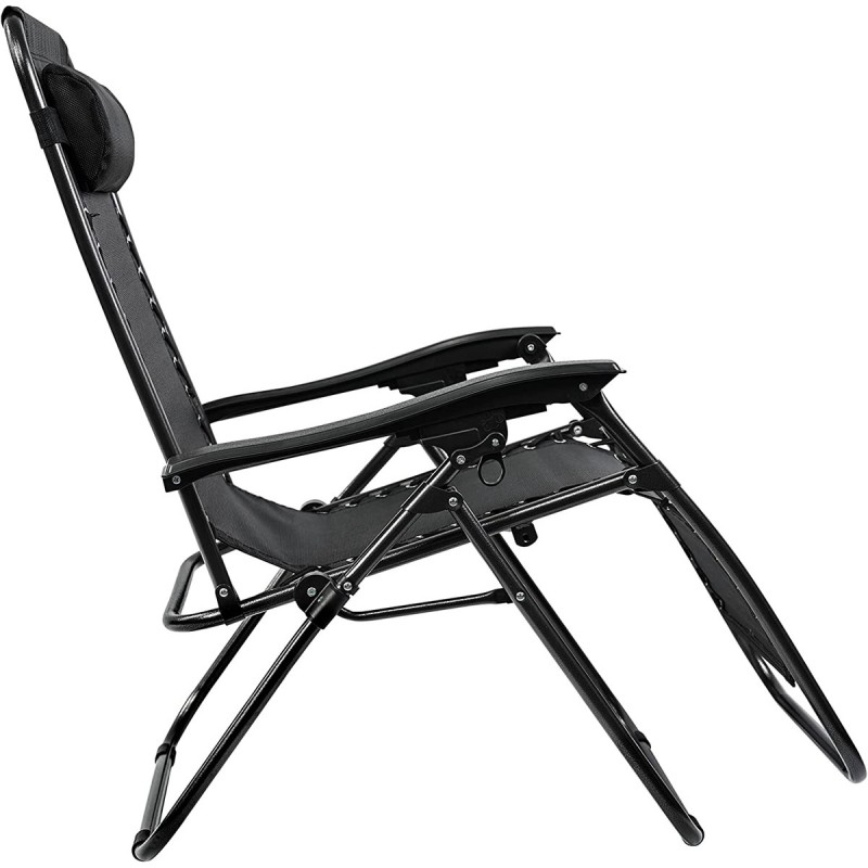Pack 2 Tumbonas Plegables Exterior T-LOVENDO Gravedad Zero con Portavaso - Sillas Playa Piscina Jardín Terraza 150kg