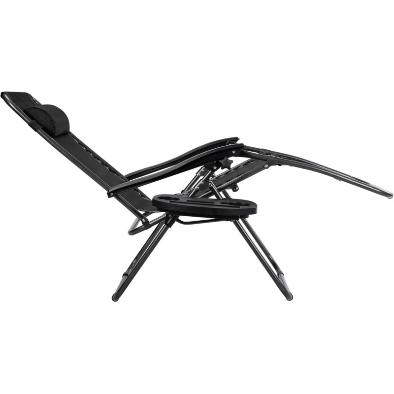 Pack 2 Tumbonas Plegables Exterior T-LOVENDO Gravedad Zero con Portavaso - Sillas Playa Piscina Jardín Terraza 150kg