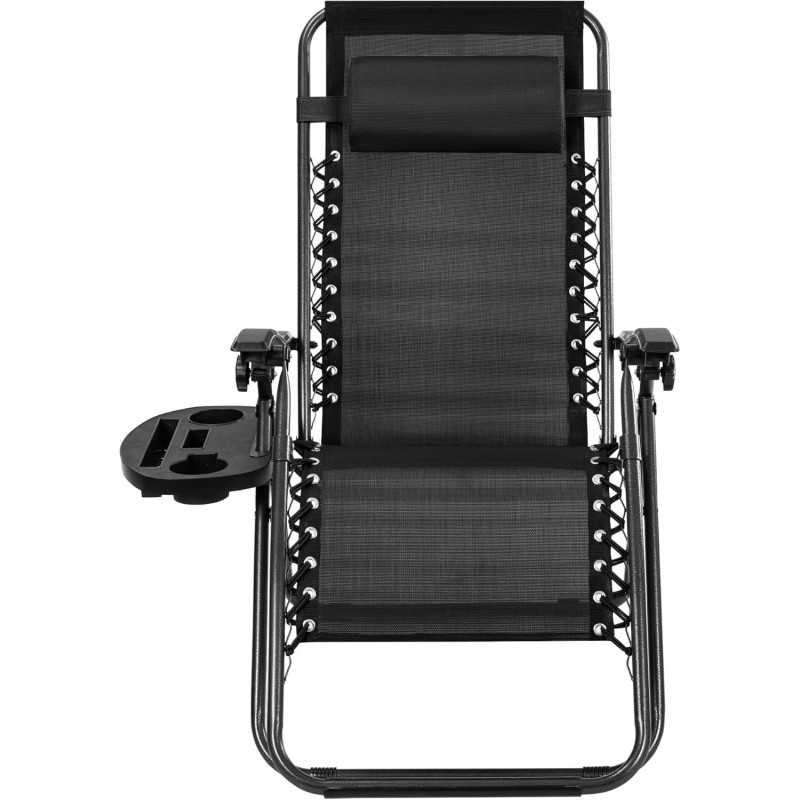 Pack 2 Tumbonas Plegables Exterior T-LOVENDO Gravedad Zero con Portavaso - Sillas Playa Piscina Jardín Terraza 150kg