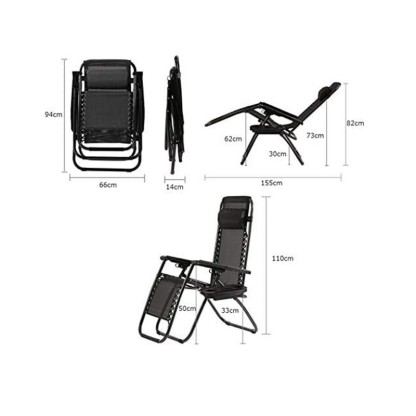 Pack 2 Tumbonas Plegables Exterior T-LOVENDO Gravedad Zero con Portavaso - Sillas Playa Piscina Jardín Terraza 150kg