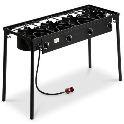 Estufa de Gas Propano de 1/2/3/4 Quemadores, 75.000–225.000 BTU de Alta Presión, Incluye Regulador Certificado CSA, Ideal para Camping, Freír Pavo, Preparación de Cerveza Artesanal, Cocina al Aire Libre y Más.