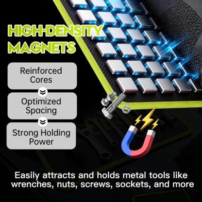 Set de 3 tapetes magnéticos flexibles con herramientas (llaves grandes, medianas y pequeñas), para taller y reparación de autos