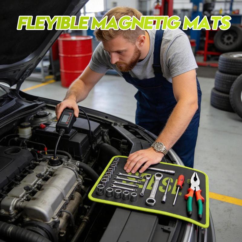 Set de 3 tapetes magnéticos flexibles con herramientas (llaves grandes, medianas y pequeñas), para taller y reparación de autos