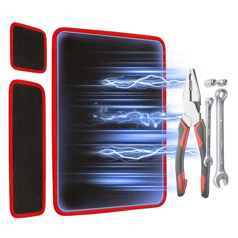 Set de 3 tapetes magnéticos flexibles con herramientas (llaves grandes, medianas y pequeñas), para taller y reparación de autos
