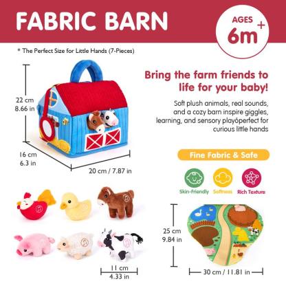 Juguete Educativo Sensorial para Bebés de 6 Meses a 1 Año, Set de Granja y Animales de Peluche con Sonidos y Palabras, Ideal para Aprendizaje Montessori y Regalo