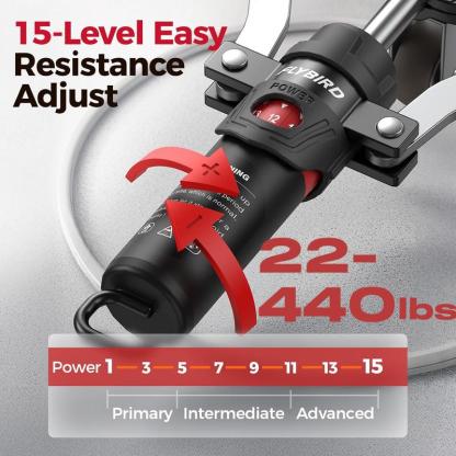 Entrenador hidráulico de pecho y brazos 3 en 1 ajustable de 22 a 440 lb, equipo para fortalecer brazos, pecho, tríceps y abdomen, incluye rueda abdominal, almohadilla y bolsa, ideal para entrenamiento en casa para hombres y mujeres