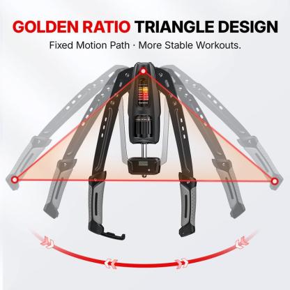 Entrenador Hidráulico para Brazos con Contador, Resistencia Ajustable de 22 a 440 lb, Estructura Triangular Estable, Equipo Plegable para Entrenamiento de Fuerza en Casa para Hombre y Mujer