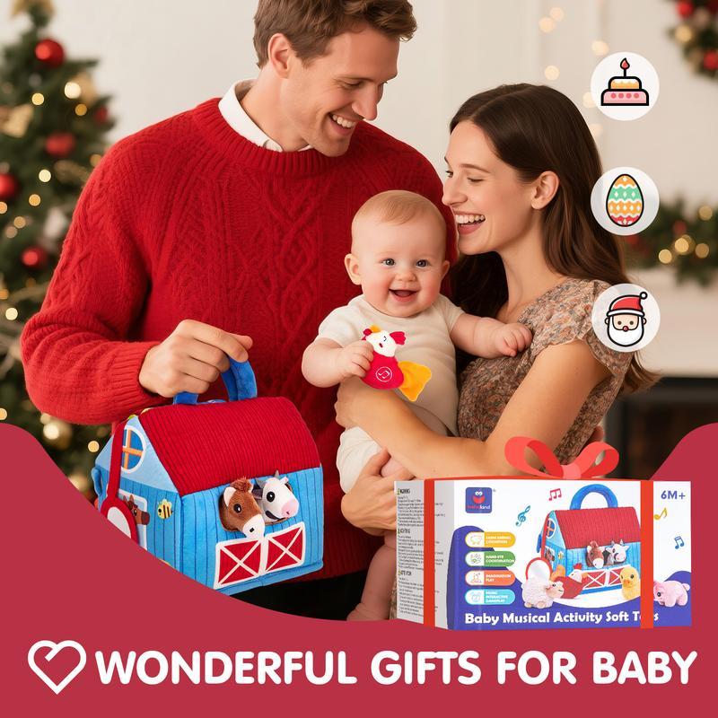 Juguete Educativo Sensorial para Bebés de 6 Meses a 1 Año, Set de Granja y Animales de Peluche con Sonidos y Palabras, Ideal para Aprendizaje Montessori y Regalo