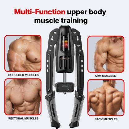 Entrenador Hidráulico para Brazos con Contador, Resistencia Ajustable de 22 a 440 lb, Estructura Triangular Estable, Equipo Plegable para Entrenamiento de Fuerza en Casa para Hombre y Mujer