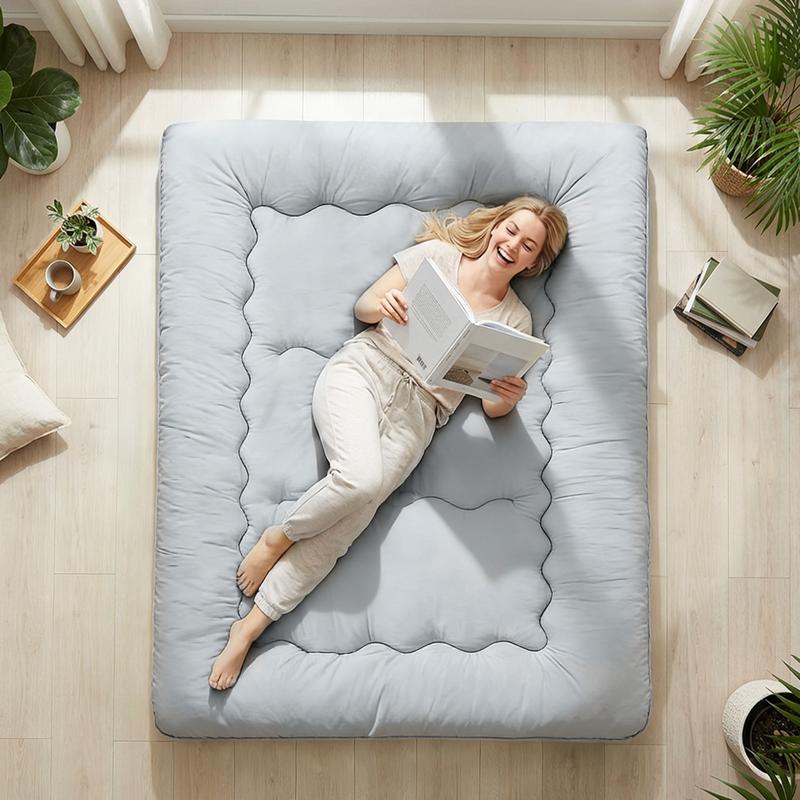 Sweetcrispy Polyester Memory Foam Futon Mattress - Foldable Roll Up Sleeping Tatami Mat, Pressure Relief, Unfold-Easy, Durable, Space-Saving, Comfortable, Travel-Friendly, with Storage Bag for Kids