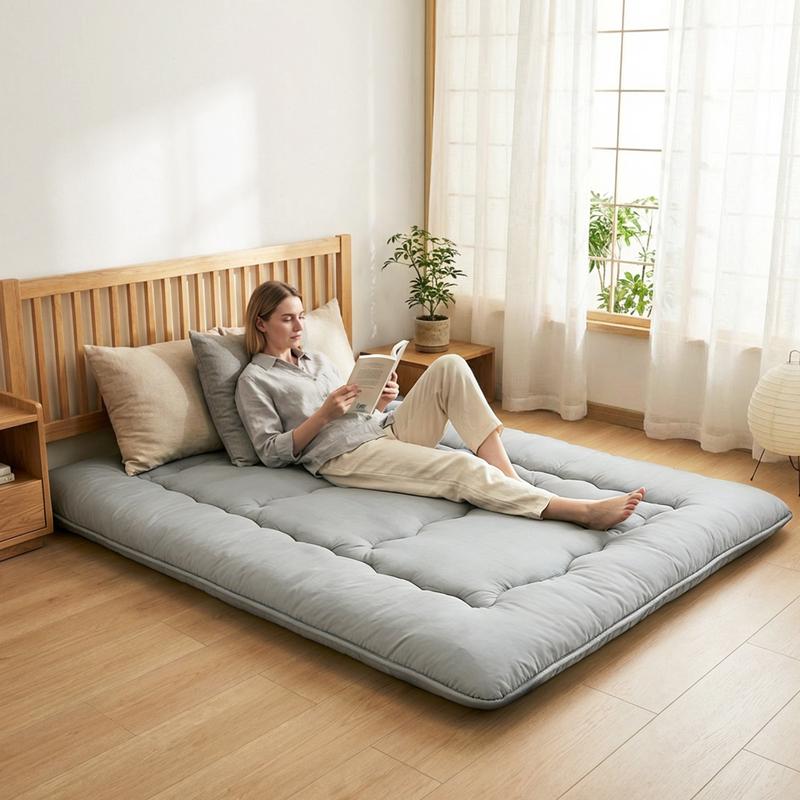 Sweetcrispy Polyester Memory Foam Futon Mattress - Foldable Roll Up Sleeping Tatami Mat, Pressure Relief, Unfold-Easy, Durable, Space-Saving, Comfortable, Travel-Friendly, with Storage Bag for Kids