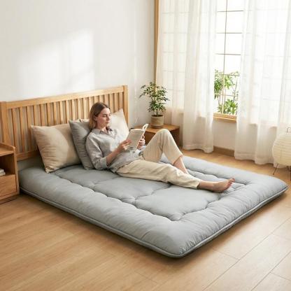 Sweetcrispy Polyester Memory Foam Futon Mattress - Foldable Roll Up Sleeping Tatami Mat, Pressure Relief, Unfold-Easy, Durable, Space-Saving, Comfortable, Travel-Friendly, with Storage Bag for Kids