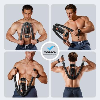 Entrenador Hidráulico para Brazos con Contador, Resistencia Ajustable de 22 a 440 lb, Estructura Triangular Estable, Equipo Plegable para Entrenamiento de Fuerza en Casa para Hombre y Mujer