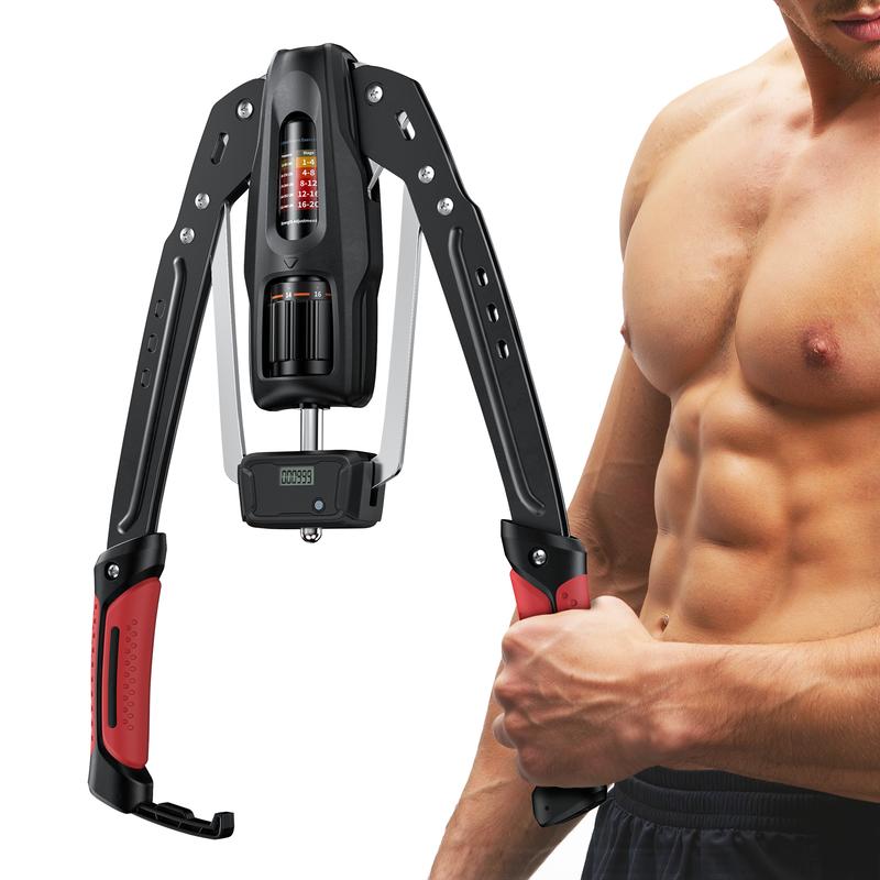 Entrenador Hidráulico para Brazos con Contador, Resistencia Ajustable de 22 a 440 lb, Estructura Triangular Estable, Equipo Plegable para Entrenamiento de Fuerza en Casa para Hombre y Mujer