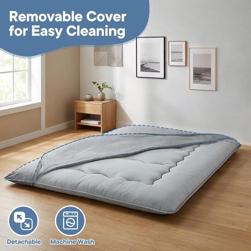 Sweetcrispy Polyester Memory Foam Futon Mattress - Foldable Roll Up Sleeping Tatami Mat, Pressure Relief, Unfold-Easy, Durable, Space-Saving, Comfortable, Travel-Friendly, with Storage Bag for Kids