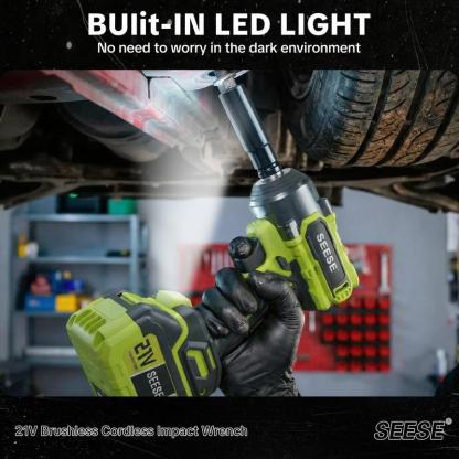 Llave de impacto inalámbrica 3 en 1 21V, alto torque 800N·m (590 ft-lbs), 3200 IPM, incluye batería doble, luz LED, 9 dados, 8 brocas, 6 tornillos y estuche. Ideal para autos, cambio de llantas y uso doméstico.