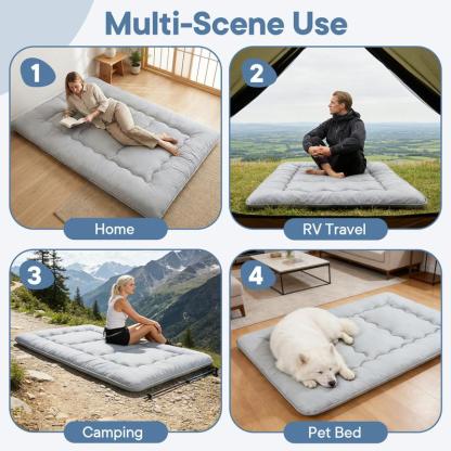 Sweetcrispy Polyester Memory Foam Futon Mattress - Foldable Roll Up Sleeping Tatami Mat, Pressure Relief, Unfold-Easy, Durable, Space-Saving, Comfortable, Travel-Friendly, with Storage Bag for Kids