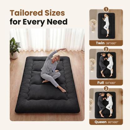 Sweetcrispy Polyester Memory Foam Futon Mattress - Foldable Roll Up Sleeping Tatami Mat, Pressure Relief, Unfold-Easy, Durable, Space-Saving, Comfortable, Travel-Friendly, with Storage Bag for Kids