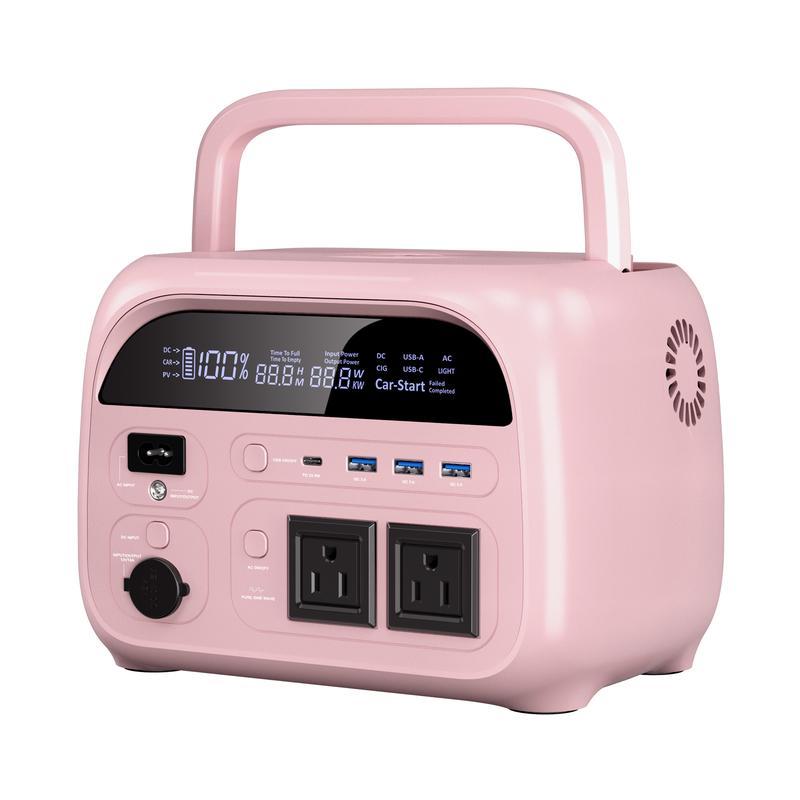 Estación de energía portátil 500W/345Wh con batería LiFePO4, UPS integrado, cargador inalámbrico, compatible con carga solar, ideal para camping, emergencias, CPAP y respaldo de energía para dispositivos electrónicos.