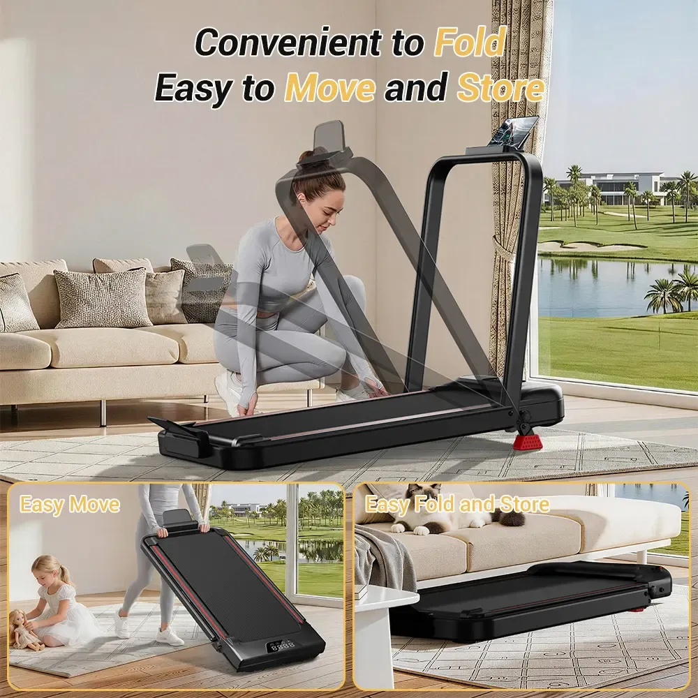 Caminadora plegable para hogar y oficina, inclinación del 16%, con pasamanos, capacidad de hasta 136 kg (300 lb), ideal para caminar y ejercitarse en interiores.