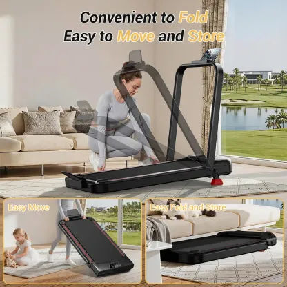 Caminadora plegable para hogar y oficina, inclinación del 16%, con pasamanos, capacidad de hasta 136 kg (300 lb), ideal para caminar y ejercitarse en interiores.