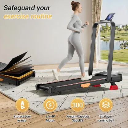 Caminadora plegable para hogar y oficina, inclinación del 16%, con pasamanos, capacidad de hasta 136 kg (300 lb), ideal para caminar y ejercitarse en interiores.