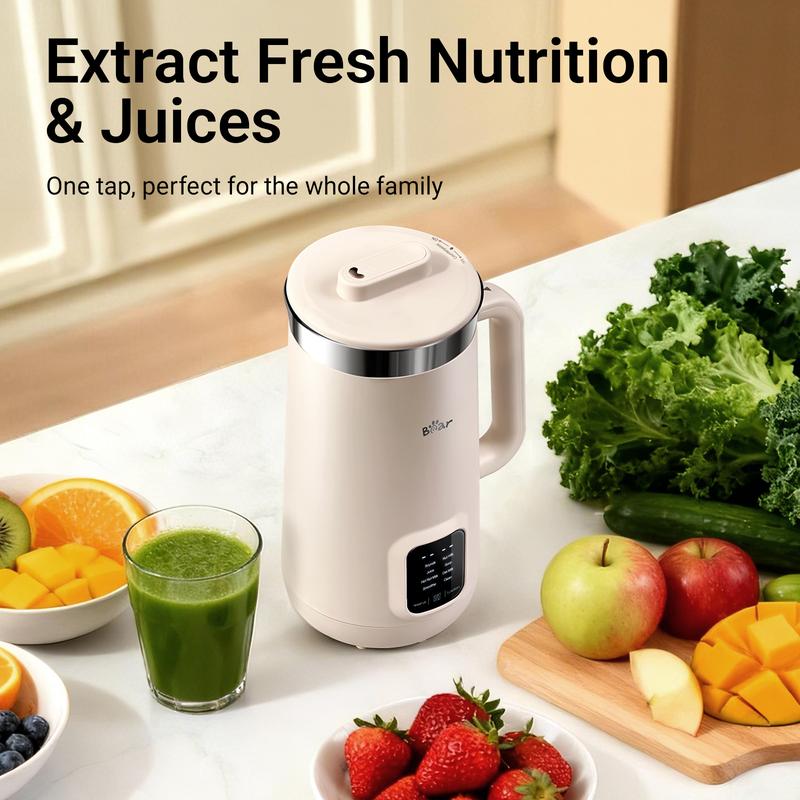 Máquina para leche vegetal 8 en 1 de 1.2 L (40 oz), prepara leche de soya, almendra y avena, con autolimpieza, inicio programado de 12 h, función para mantener caliente 6 h y operación de un solo toque.