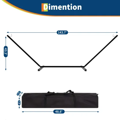 Hamaca doble portátil con soporte, estructura resistente, capacidad de hasta 215 kg, diseño fácil de transportar con cuerda de equilibrio. Ideal para patio, jardín, playa y uso exterior.
