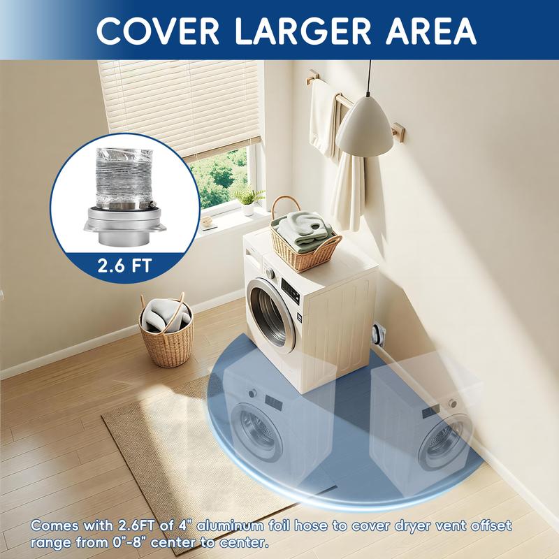 Kit de Conector Magnético para Ventila de Secadora, Manguera de 2.6 ft con Ducto de 4", Conexión Rápida, Sellado Hermético y Ajuste Automático