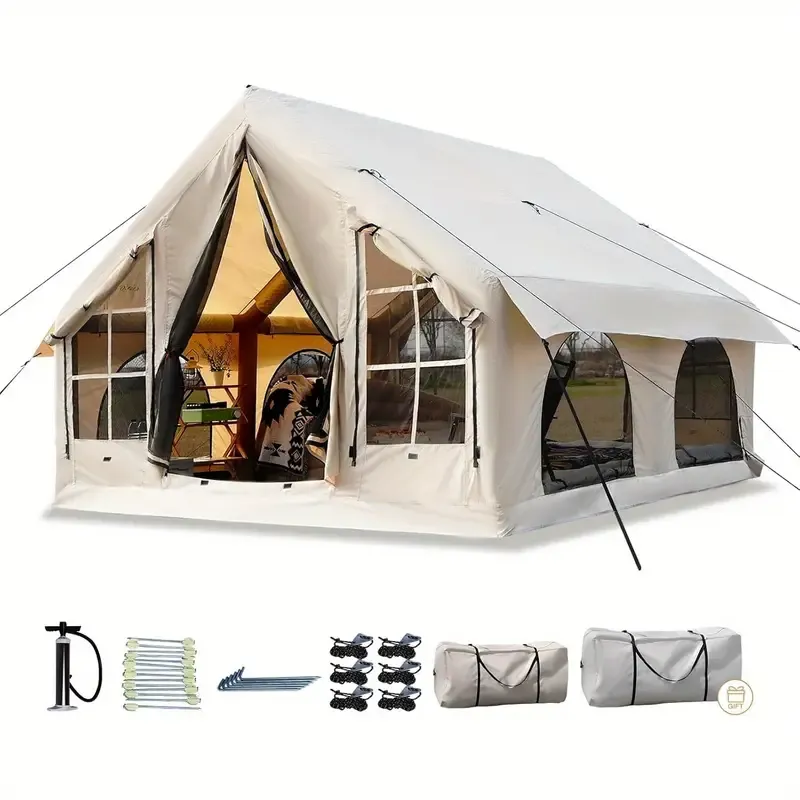Tienda inflable para acampar 5~8 personas Gran carpa inflable para casa, sin necesidad de montaje Tienda de glamping de lujo, 10x10 pies
