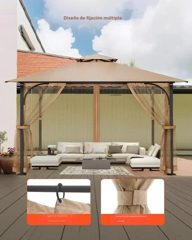 Red de repuesto para sombrilla (solo red), compatible con la mayoría de las sombrillas de 3×3 m (10 x 10 x 7 pies), red de jardín exterior, panel lateral de malla de 4 puertas, red antiinsectos para patio con doble cremallera, solo red