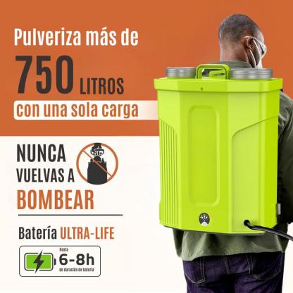 Mochila Pulverizadora a Batería 16L con Accesorios Incluidos y Asa Ajustable para Uso Eficiente
