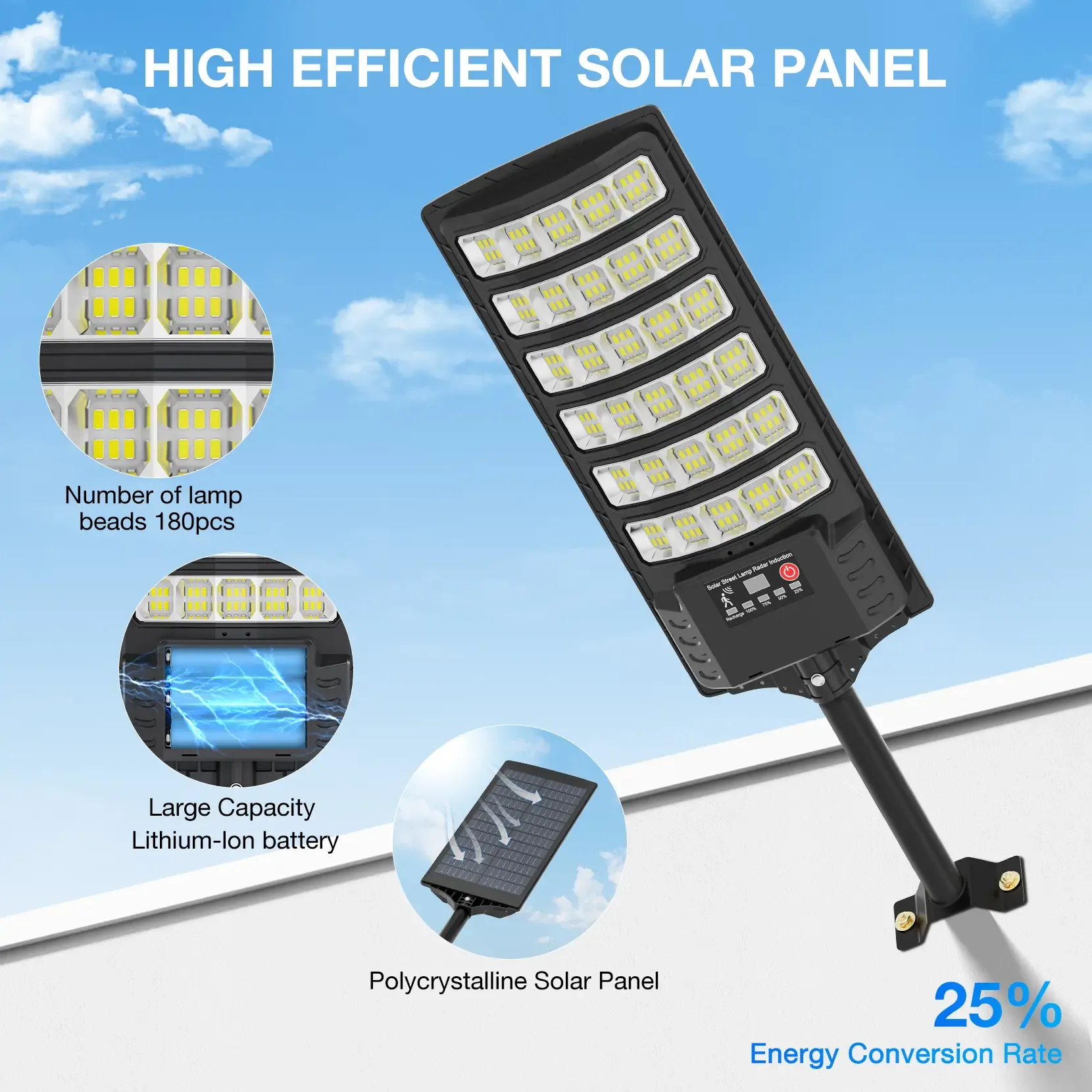 Luz solar para calles 4 unidades, 30,000LM, luz exterior tipo foco, de anochecer a amanecer, IP66 impermeable, luz solar para estacionamiento con control remoto, lámpara de seguridad regulable 6500K.