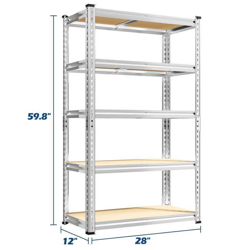 Estantería metálica de 5 niveles ajustable para garaje, almacenamiento duradero para taller, despensa o sótano, organizador de acero.