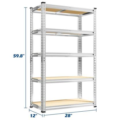 Estantería metálica de 5 niveles ajustable para garaje, almacenamiento duradero para taller, despensa o sótano, organizador de acero.