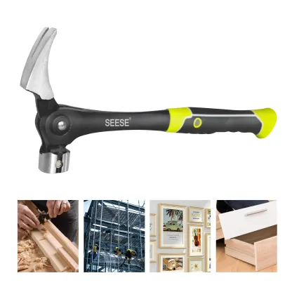 Martillo de Garra de 16 oz con Inicio Magnético de Clavos – Garra para Desgarrar, Cabeza de Acero Forjado, Mango TPR Antishock, Herramienta Resistente para Construcción y DIY
