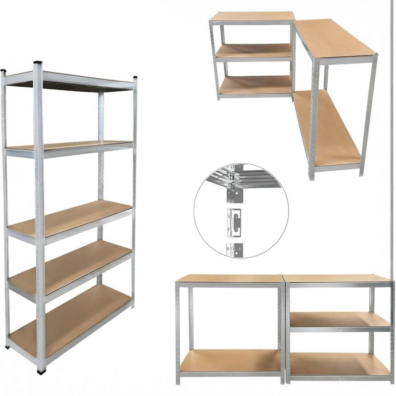 Estantería con 5 Baldes - Capacidad de 875 kg, 183 cm de Altura, 91 cm de Ancho y 46 cm de Profundidad - Estructura de Acero Galvanizado, Perfecta para Cocina, Oficina, Garaje y Más-1001/HY