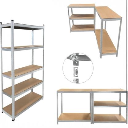 Estantería con 5 Baldes - Capacidad de 875 kg, 183 cm de Altura, 91 cm de Ancho y 46 cm de Profundidad - Estructura de Acero Galvanizado, Perfecta para Cocina, Oficina, Garaje y Más-1001/HY