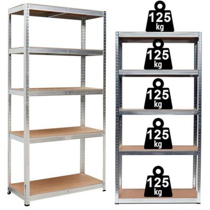 Estantería con 5 Baldes - Capacidad de 875 kg, 183 cm de Altura, 91 cm de Ancho y 46 cm de Profundidad - Estructura de Acero Galvanizado, Perfecta para Cocina, Oficina, Garaje y Más-1001/HY