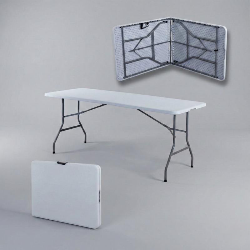 Mesa Plegable de Plástico Resistente Color Blanca 180 centimetros