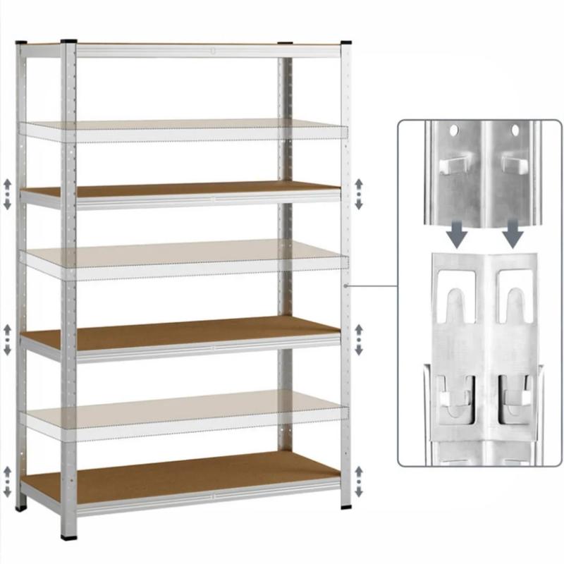 Estantería con 5 Baldes - Capacidad de 875 kg, 183 cm de Altura, 91 cm de Ancho y 46 cm de Profundidad - Estructura de Acero Galvanizado, Perfecta para Cocina, Oficina, Garaje y Más-1001/HY