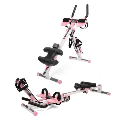 Entrenador abdominal 3 en 1 y máquina de remo Pro con bandas de resistencia | Máquina de ejercicio plegable para entrenamiento de cuerpo completo y tonificación muscular, equipo de gimnasio en casa, rueda abdominal, ab roller.