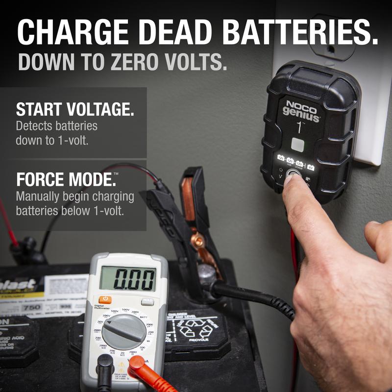 Cargador inteligente de baterías 1A, 6V y 12V, mantenedor de batería, carga lenta y desulfatador.