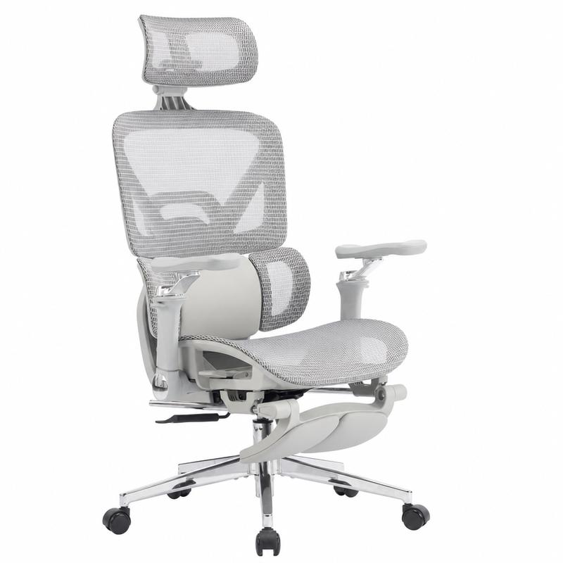 Silla Ergonómica Ejecutiva con Reposapiés, Respaldo de Malla, Soporte Lumbar 3D y Brazos Ajustables