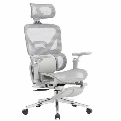 Silla Ergonómica Ejecutiva con Reposapiés, Respaldo de Malla, Soporte Lumbar 3D y Brazos Ajustables