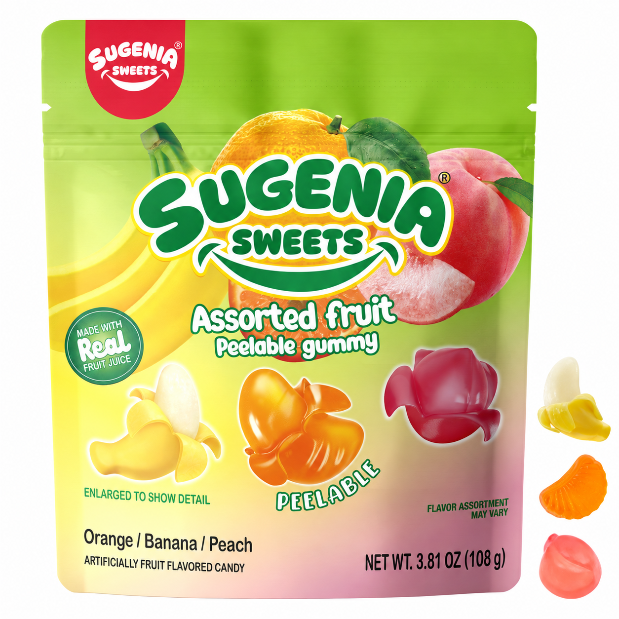  Assorted Fruits Peelable Gummy