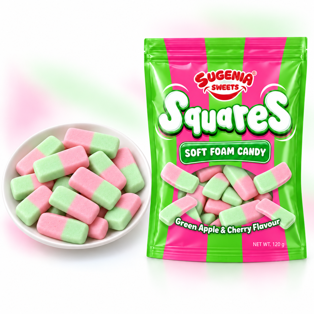 Wholesale Squashies Chewy Candy-Green Apple & Cherry